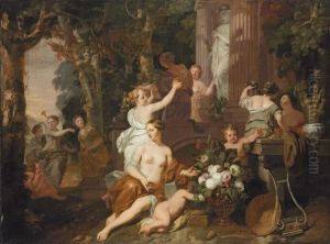 Nymphs And Bacchantes Paying Homage At The Temple Of Flora by Gerard de Lairesse
