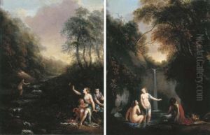 A Wooded Landscape With Nymphs
Bathing By A Waterfall; And A Woodedlandscape With Nymphs And Cupid
Bathing by Gerard de Lairesse