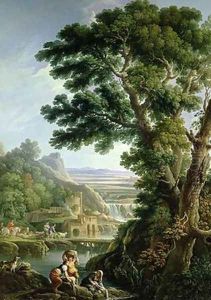 A Landscape in Latium with Washerwomen by Andrea Locatelli