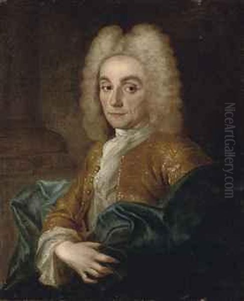 Portrait Of A Gentleman, Half-length, In A Gold Embroidered Jacketand Blue Wrap - view 1