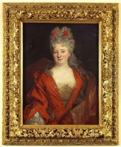"portrait D'une Femme De Qualite En Robe Rouge Sur Fonds De Paysage". "portrait D'une Femme De Qualite En Robe Rouge Sur Fonds De Paysage".