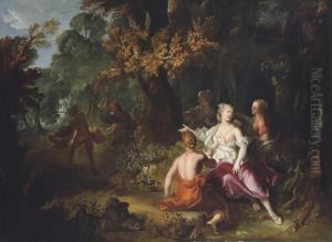 Atalanta And Her Companions Looking At Meleager Fighting Againstone Of His Uncles by Nicolas de Largillierre