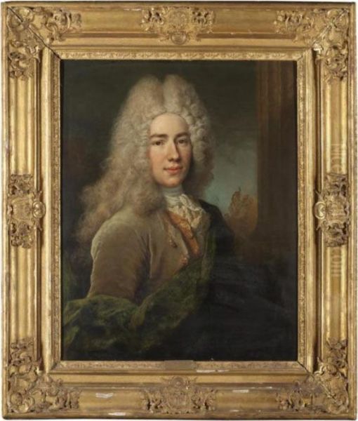 Portrait Of A Gentleman, Half Length, Wearing A Brown Velvet Coat Wih A Green Sash - view 1