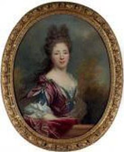 Portrait Of 
Marie-francoise-louise-therese Humbert, Wife Of Pierre Langlois, Maitre 
Des Comptes, Half-length, In A Blue And Violet Dress And Crimson Shawl, 
Behind A Parapet