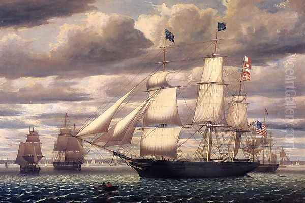 Clipper Ship 'Southern Cross' Leaving Boston Harbor - view 1