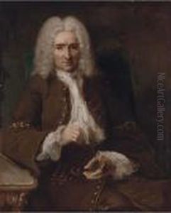 Portrait Of Sebastien
Chastatain, Seated Three-quarter-length, In Abrown Coat And Lace Trimmed
Shirt, Holding A Snuff Box Portrait Of Sebastien
Chastatain, Seated Three-quarter-length, In Abrown Coat And Lace Trimmed
Shirt, Holding A Snuff Box