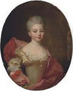 Portrait Of A Young Lady, Half-length, In A Green Dress And Crimsonshawl