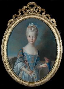 A Portrait Of A Young Girl Holding A Parrot by Nicolas de Largillierre