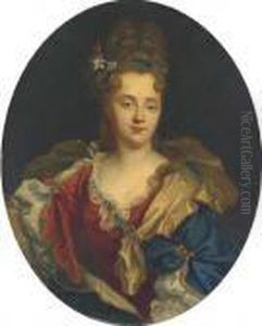 Portrait D'une Dame En Costume Rouge Et Bleu by Nicolas de Largillierre
