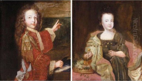 Portrait Of James Francis Edward
Stuart, The Old Pretender (1688-1766); Portrait Of Louisa Mary Stuart,
His Sister (1692-1712) - view 1