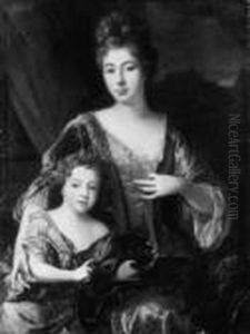Bildnis Einer Dame Mit Kind Und Hundchen. by Nicolas de Largillierre