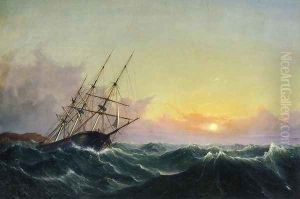 A Storm, Breaking Away, Vessel Slipping Her Cable by Fitz Hugh Lane