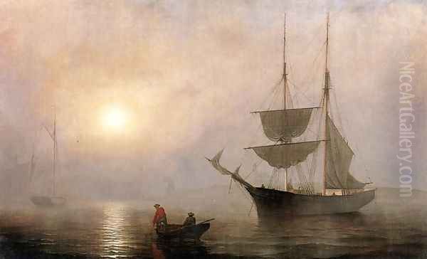 Ship in a Fog, Gloucester Harbor - view 1