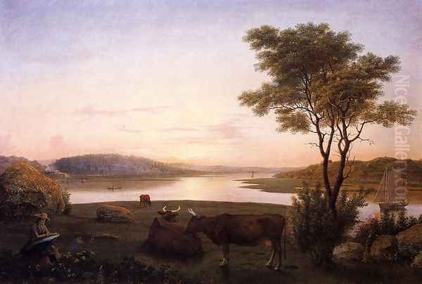New England Inlet with Self Portrait - view 1