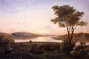 New England Inlet with Self Portrait by Fitz Hugh Lane