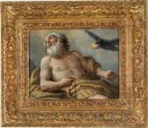 Der Hl.hieronymus Als Busser Mit
Einem Stein Vor Dem Kruzifix Sowie Derhl. Paulus Eremita Mit Dem Raben by Paolo di Matteis