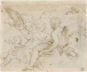Angel And Putti On Clouds by Paolo di Matteis
