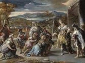 The Family Of Darius Before Alexander by Paolo di Matteis