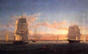 Boston Harbor at Sunset 1853 by Fitz Hugh Lane