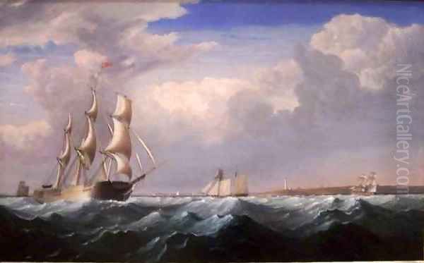 Sailing Ships off the New England Coast - view 1