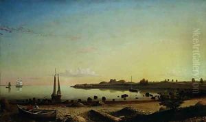 Stage Fort across Gloucester Harbor 1862 by Fitz Hugh Lane