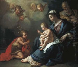 The Holy Family With The Infant Saint John The Baptist Andattendant Putti by Paolo di Matteis