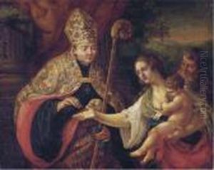 Saint Thomas Of Villanueva Giving Alms To The Poor by Paolo di Matteis