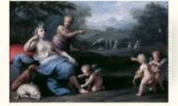 Diane Et Amours Dans Un Paysage - view 1