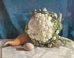 Egg and cauliflower still life by George Lambert