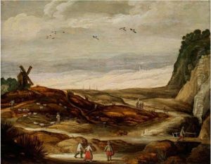 Landschaft Mit Windmuhle, Schafherde Undfigurenstaffage