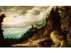 Felsige Gebirgslandschaft Mit Wanderern