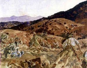 The charge of the 3rd Light Horse Brigade at the Nek, 7 August 1915 (detail) by George Lambert