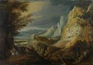 Berglandschaft Mit Wanderern.