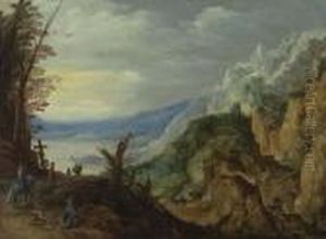 Felslandschaft Mit Reisenden. Felslandschaft Mit Reisenden.