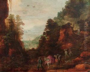 A Rocky Wooded Landscape by Joos De Momper