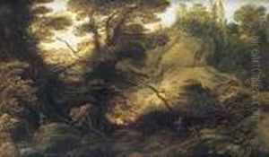 Paisaje Boscoso Con Figuras
