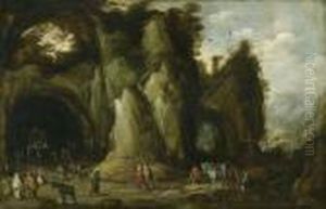 Holy Worship In A Cave. by Joos De Momper