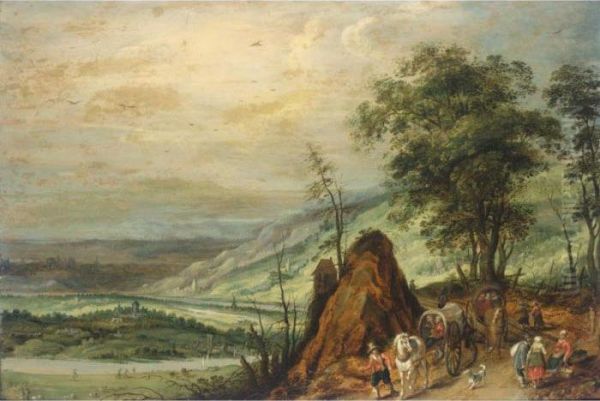 An Extensive Landscape With Waggoners In The Foreground - view 1