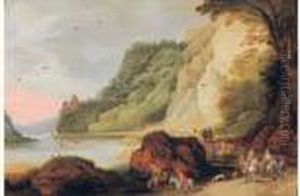 Paysage Montagneux Anime De Cavaliers Sur La Route