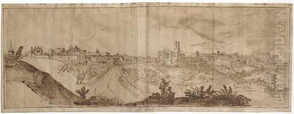An Extensive View Of Perugia, A Draughtsman In The Foreground - view 1