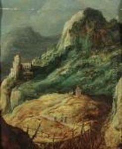 A Mountainous Landscape With Travellers by Joos De Momper