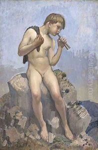 Boy with pipes (The young shepherd) by George Lambert