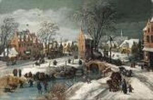 A Village In Winter by Joos De Momper