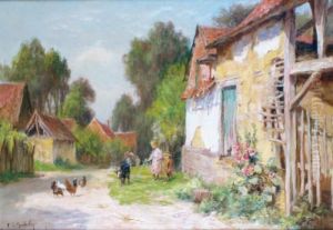 Enfant Devant La Ferme Dans Levillage