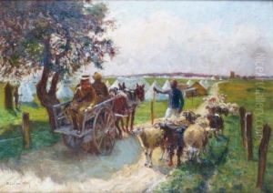 Tirailleur Gardant Un Troupeau Demoutons Au Camp De Bruyeres Saint-julien by Francois Richard De Montholon