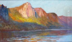 Falaise Rouge En Bord De Riviere by Francois Richard De Montholon