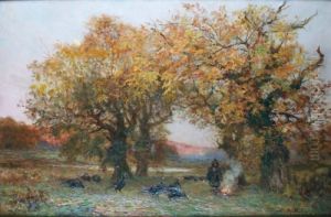 La Gardeuse De Dindons Dans Une Landedu Perigord by Francois Richard De Montholon