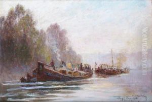 Peniches Sur Le Fleuve by Francois Richard De Montholon