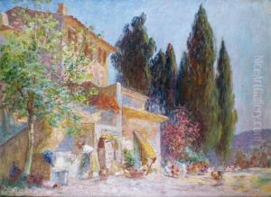 Cour De Ferme En Provence by Francois Richard De Montholon