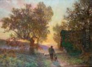Retour Du Troupeau Au Soleil Couchant